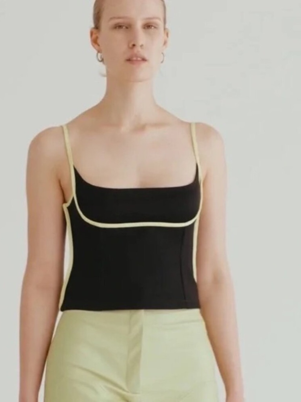Paris Georgia Florian Singlet Black Lime Crop Top L NWT